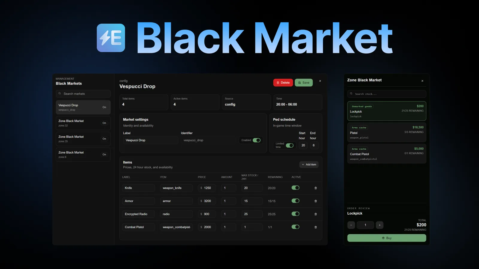 Electus Black Market, FiveM black market script
